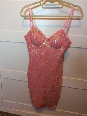 next Pink Sequin Embellished Mini Dress